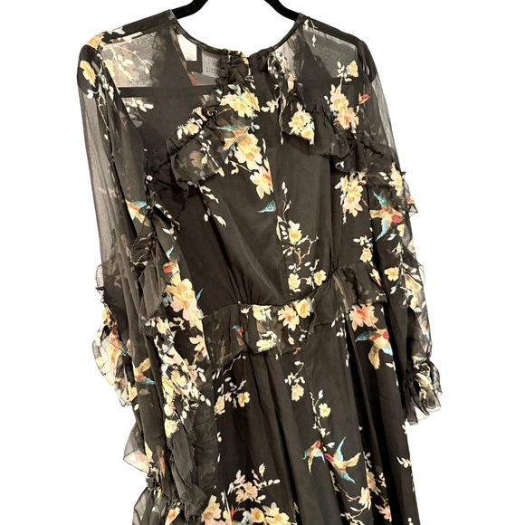 Zimmermann 1/ US 6/AU 10 Maples SILK Feathery Wide Leg Jumpsuit Maxi Dress Black - Picture 10 of 16